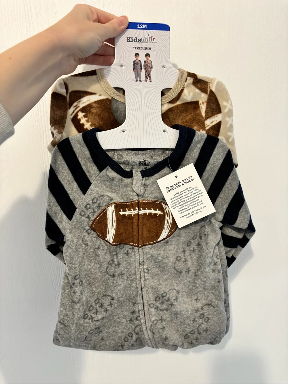 2-Pack Baby Fleece Football Sleepers